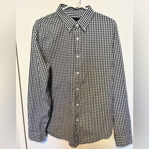 Abercrombie & Fitch Stretch Navy & White Gingham Button Down Shirt Men